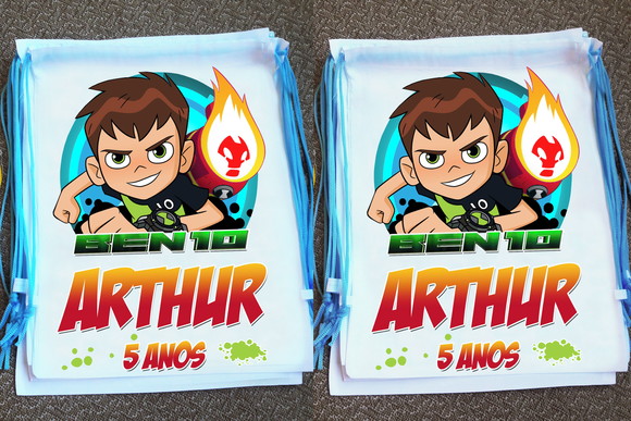 Mochilinha Ecobag Sacochila Personalizada Ben 10