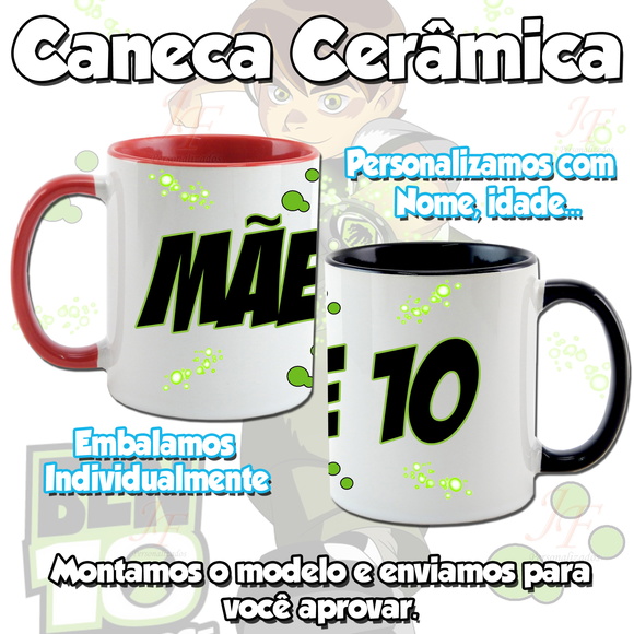 01 Caneca Cerâmica Personalizada Ben 10