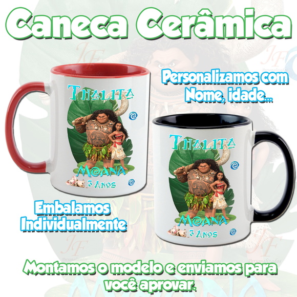 01 Caneca Cerâmica Personalizada Moana