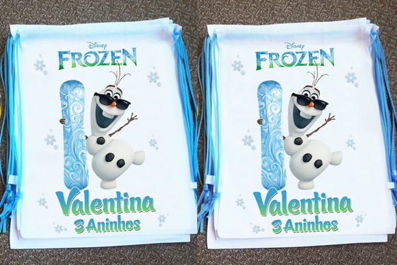 Mochilinha Ecobag Sacochila Personalizada Frozen Fever