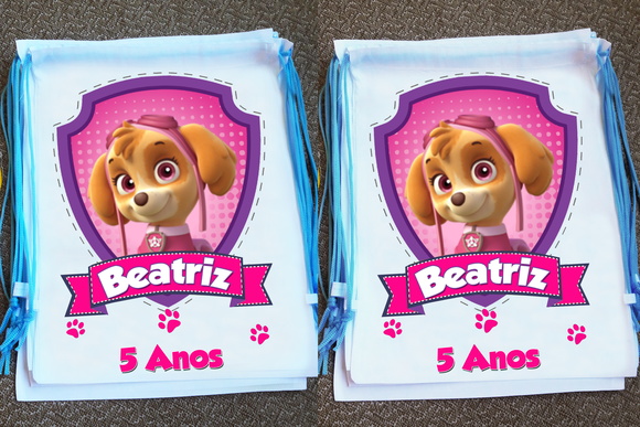 Mochilinha Sacochila Ecobag Patrulha Canina Personalizada