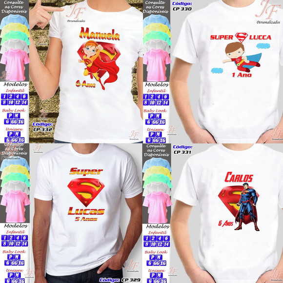01 Camiseta Adulto Infantil Superman Personalizada