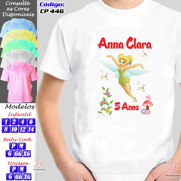 01 Camiseta Personalizada Tinker Bell Sininho - Imagem 3