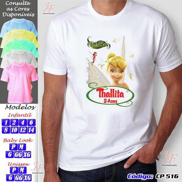 01 Camiseta Personalizada Tinker Bell Sininho - Imagem 4