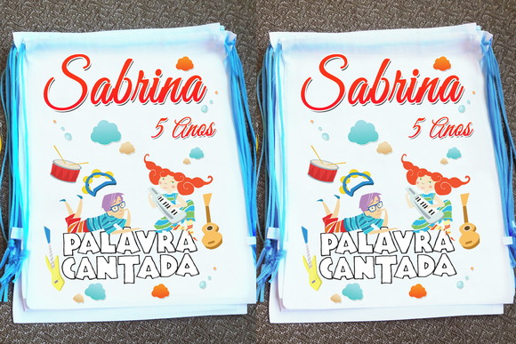 Mochilinha Ecobag Sacochila Personalizada Palavra Cantada - Imagem 4