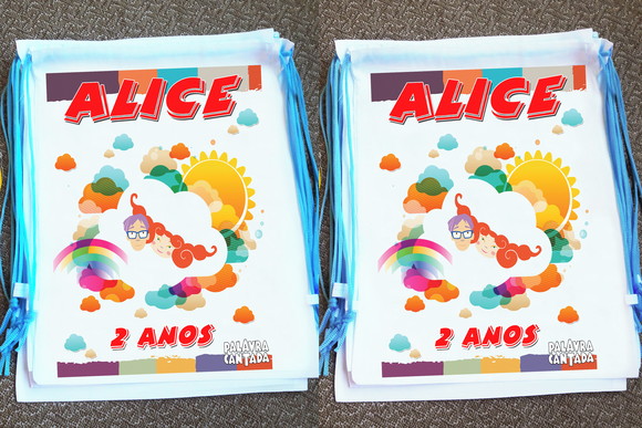 Mochilinha Ecobag Sacochila Personalizada Palavra Cantada