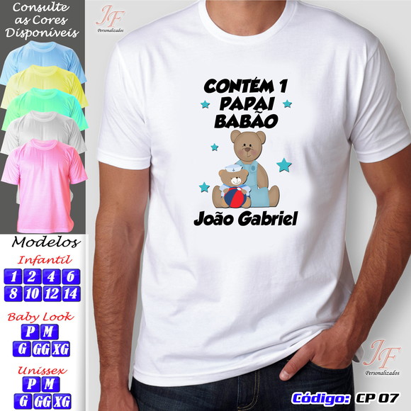 01 Camiseta Personalizada Contém 1 Papai Babão