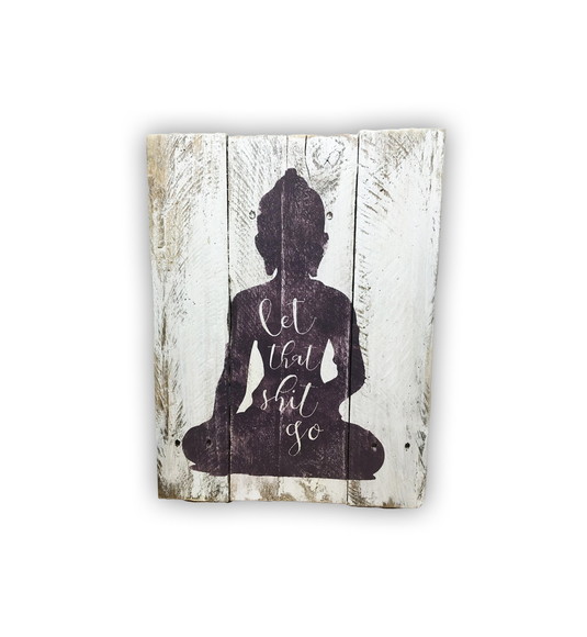 Placa Decorativa Ripas Madeira Buda Meditação Yoga - Imagem 2
