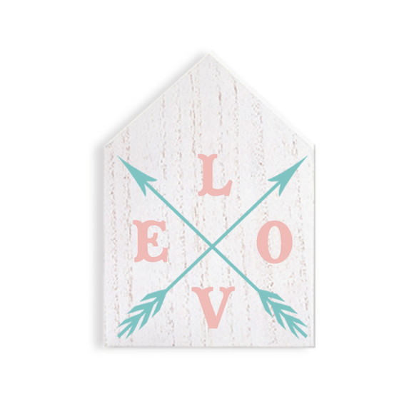 Placa Decorativa em Madeira Casinha Love