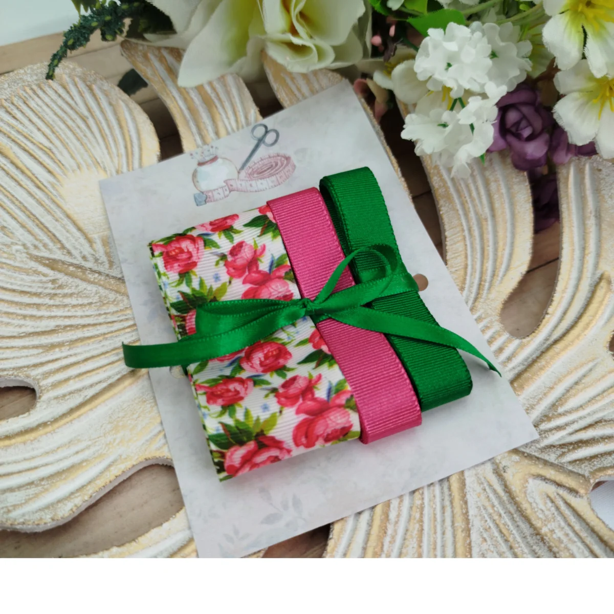 Kit de Fitas de gorgurão coordenadas tema floral - Imagem 4