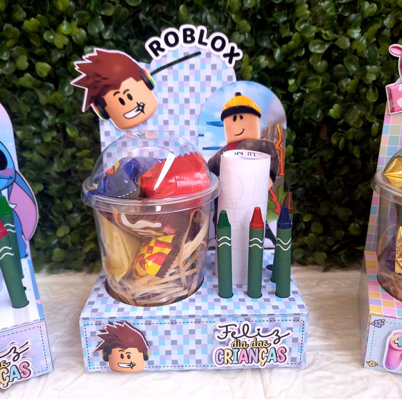 Kit Copo Bolha com Giz de Cera Roblox