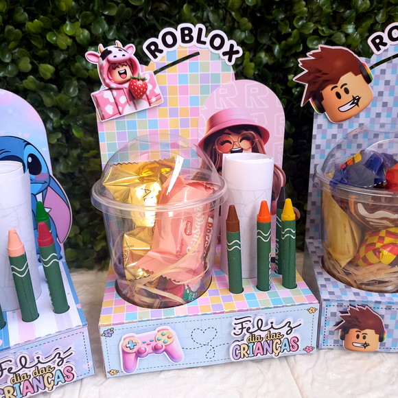 Kit Copo Bolha com Giz de Cera Roblox