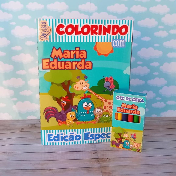 Kit para Colorir com Giz de Cera Galinha Pintadinha