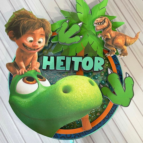 Topo de Bolo Shaker o Bom Dinossauro