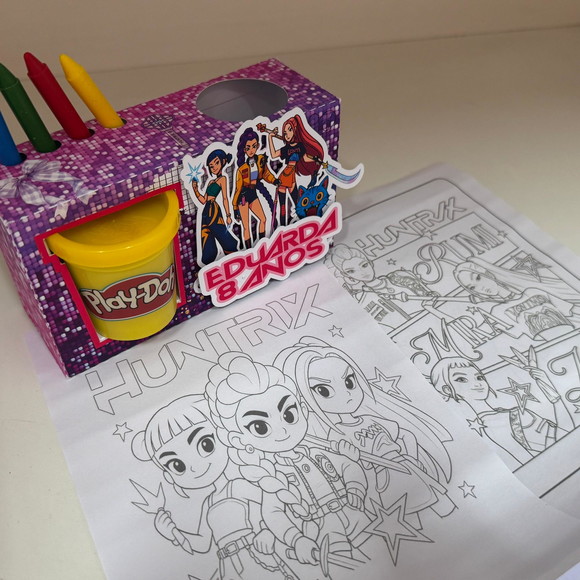 Kit para Colorir com Giz de Cera,massinha Guerreiras do K Po