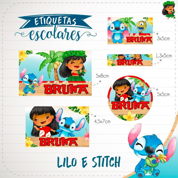 Etiquetas Escolares Personalizadas Lilo e Stich