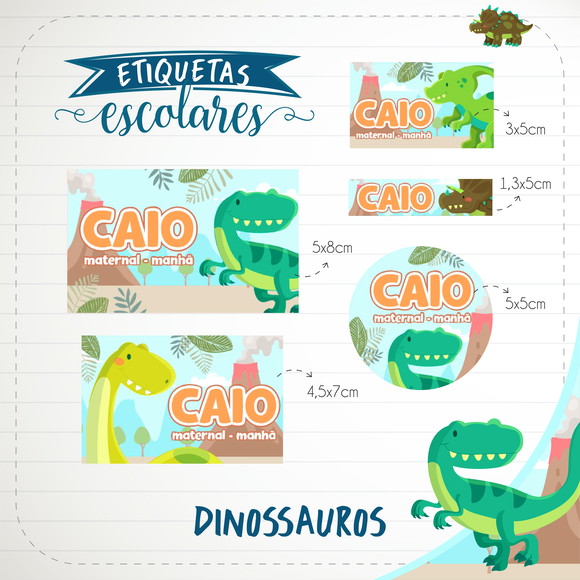 Etiquetas Escolares Personalizadas Dinossauro