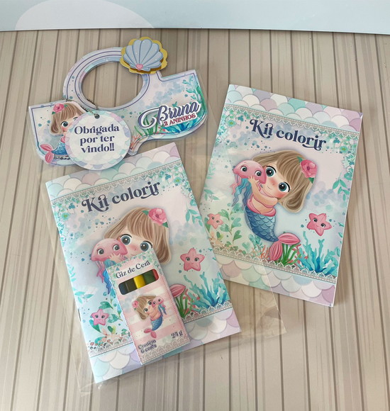 Kit Colorir com Giz de Cera Sereia
