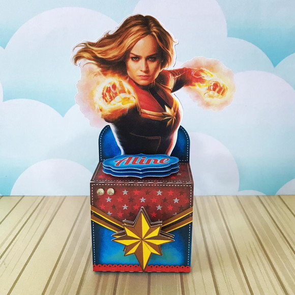 Caixa Porta Acrilico Capita Marvel