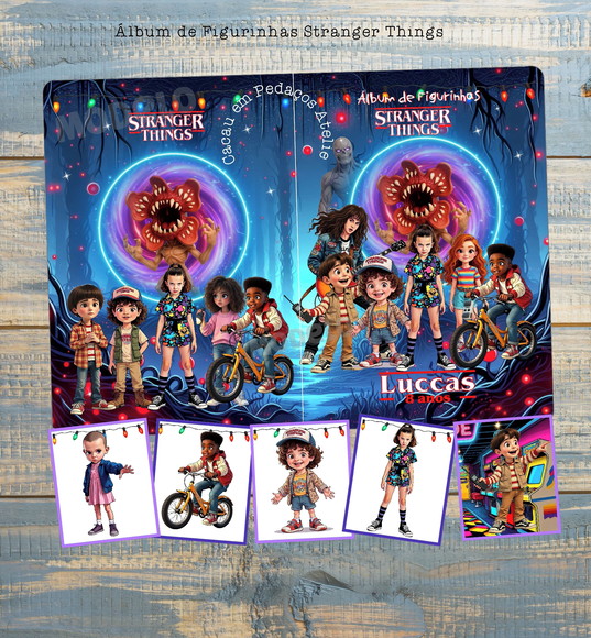 Álbum com Figurinhas Stranger Things Lembrancinha Colorir