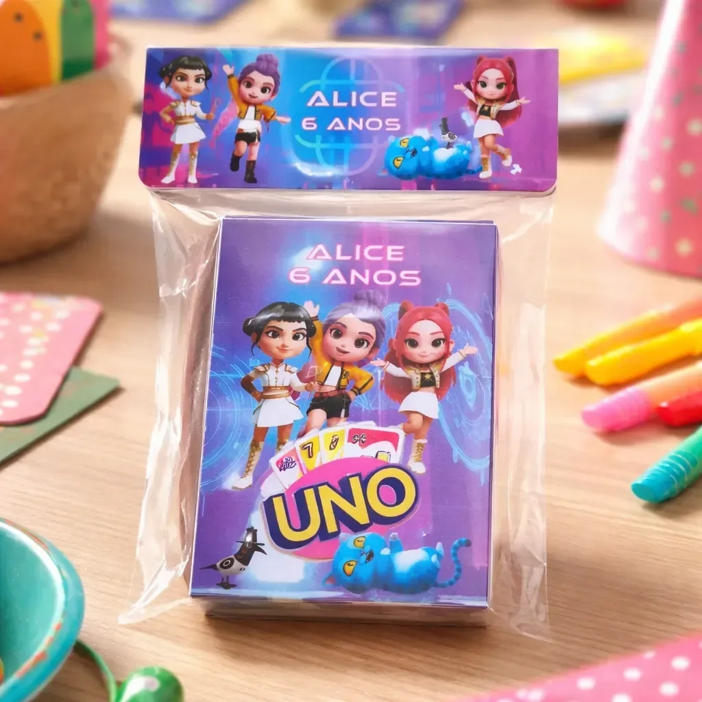 Jogo Uno Guerreiras do Kpop Huntrix Saja Boys Lembrancinha de Aniversário
