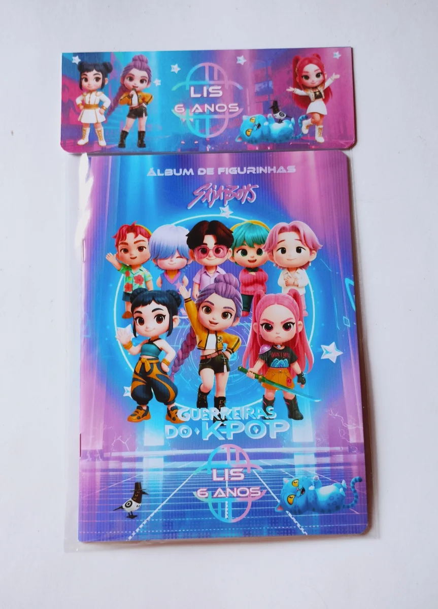 Guerreiras do Kpop Álbum com Figurinhas Desenho Colorir Huntrix atividades lembrancinha 25 unidades - Imagem 1
