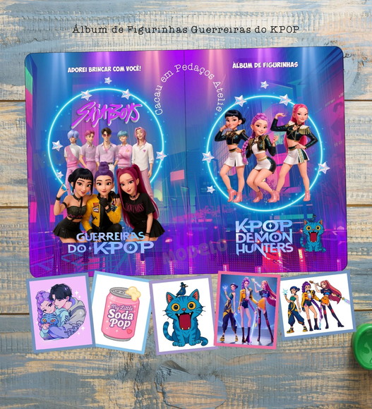 Álbum com Figurinhas Guerreiras Kpop Desenho Colorir Huntrix