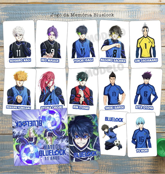 Bluelock Jogo da Memória 23 Cartas Lembrancinha Aniversário