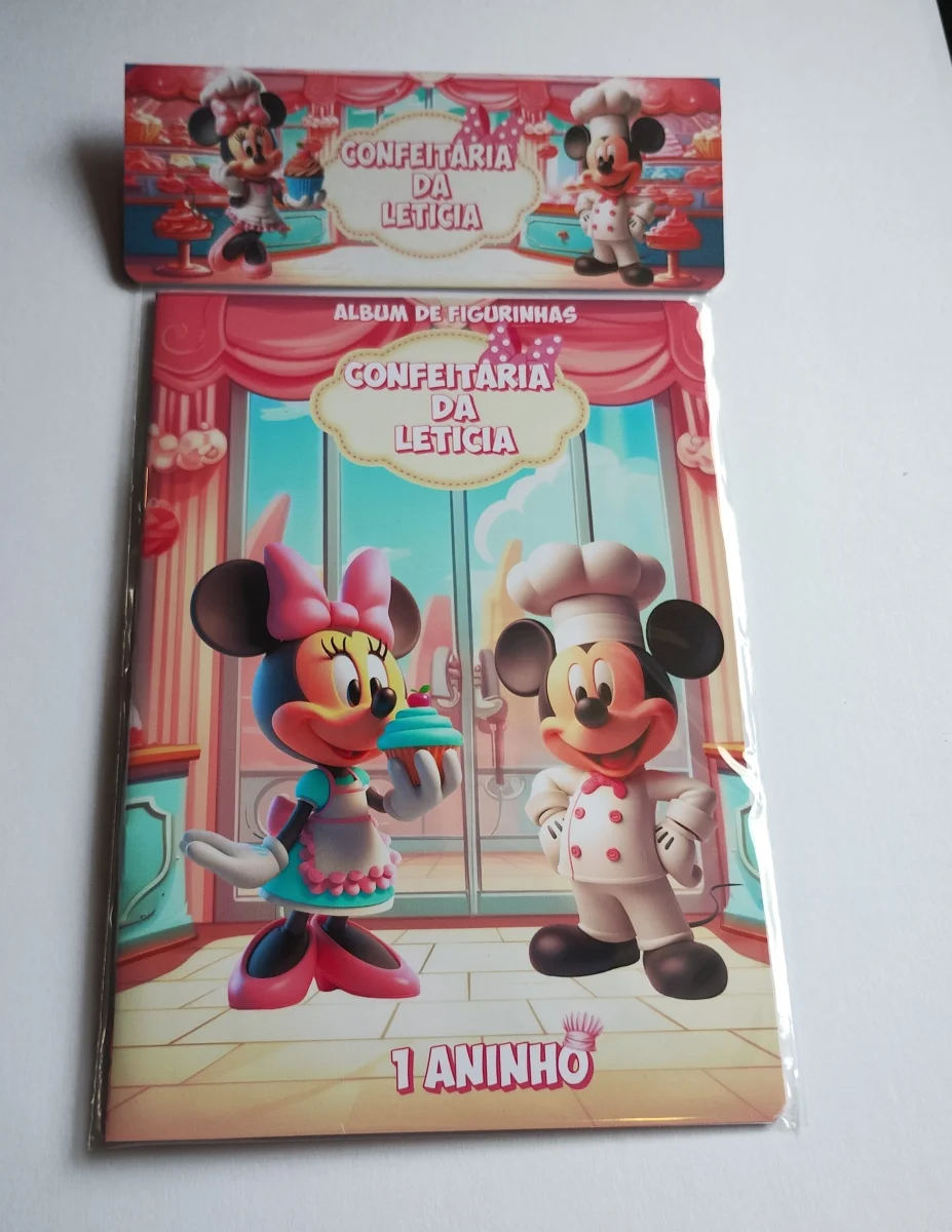 Minnie Confeitaria Álbum de Figurinhas personalizado desenhos + atividades lembrancinha 20 unidades - Imagem 6
