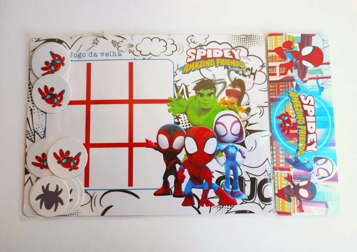Spidey Aranha Fantasma Jogo da Velha + Lousa Mágica Personalizado Lembrancinha festa 20 unidades - Imagem 7