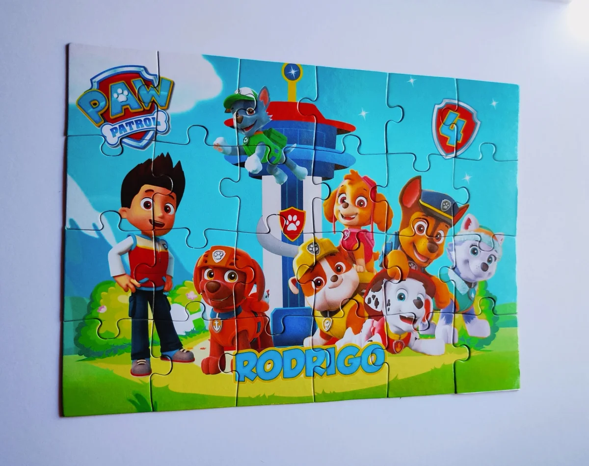 Patrulha Canina quebra cabeça personalizado cartonado lembrancinha infantil 20 unidades - Imagem 1