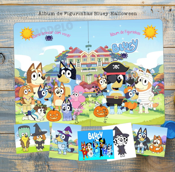 Álbum de Figurinhas Bluey Halloween Desenhos de Colorir