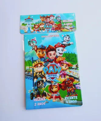 Patrulha Canina Álbum de Figurinhas com Atividades Desenhos de Colorir Lembrancinha 20 unidades