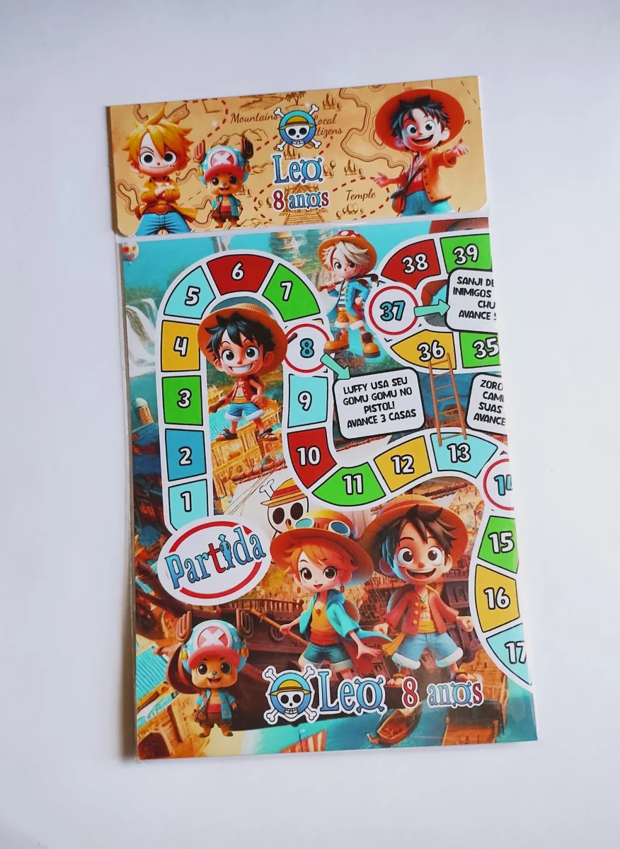 One Piece Jogo de Tabuleiro Trilha personalizado Lembrancinha infantil - Imagem 3