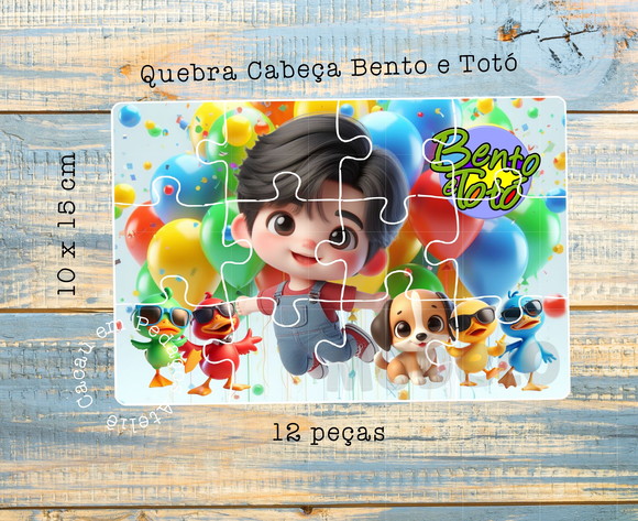 Quebra Cabeça Bento e Totó 10 x 15 cm Lembrancinha