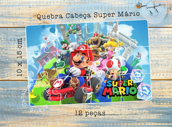 Quebra Cabeça Super Mário Kart 10 x 15 cm