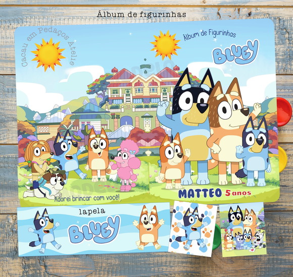 Álbum de Figurinhas com Desenhos para Colorir Bluey