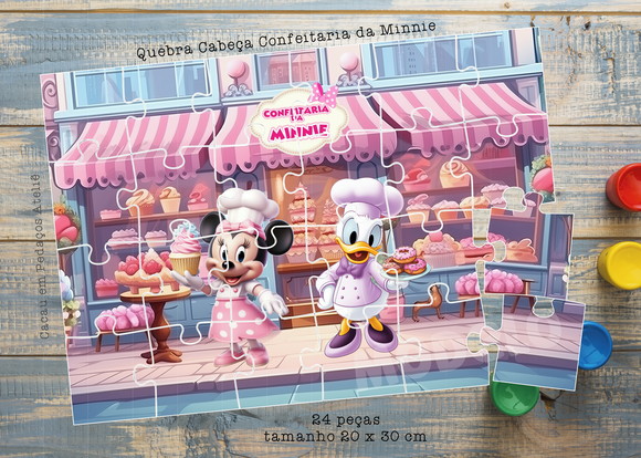 Quebra Cabeça 24 Peças Confeitaria Minnie Lembrancinha