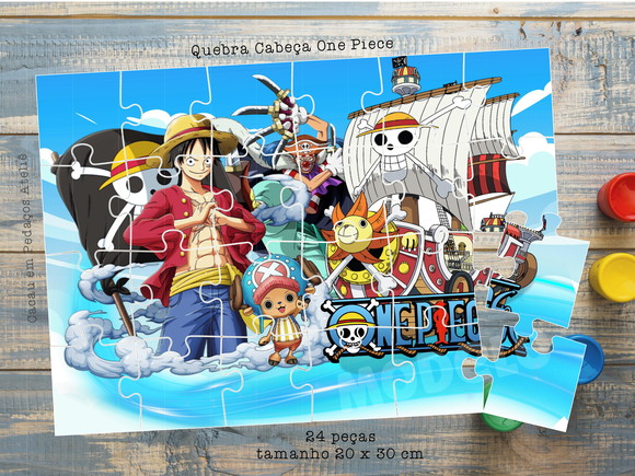 Quebra Cabeça 24 Peças One Piece Lembrancinha 20 x 30 cm