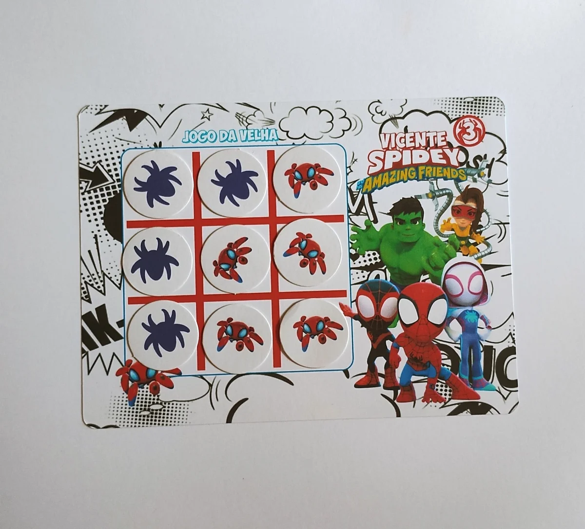 Spidey e Seus Amigos Aranha Fantasma Jogo da Velha Personalizado + lousa festa mágica 20 unidades - Imagem 2