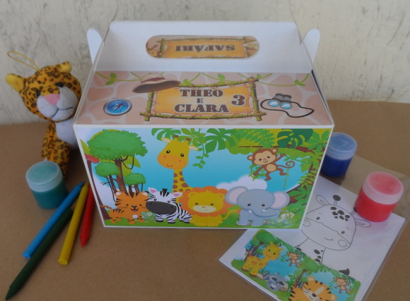 Caixa Maleta Lanche Safári Escola Lembrancinha Embalagem