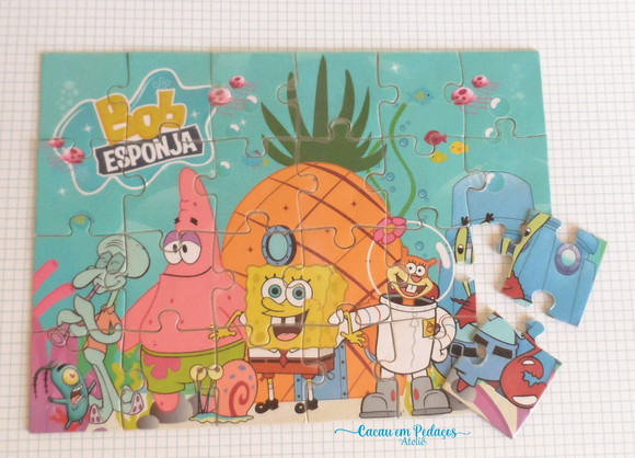 Quebra Cabeça 24 Peças Bob Esponja Lembrancinha 20 x 30 cm