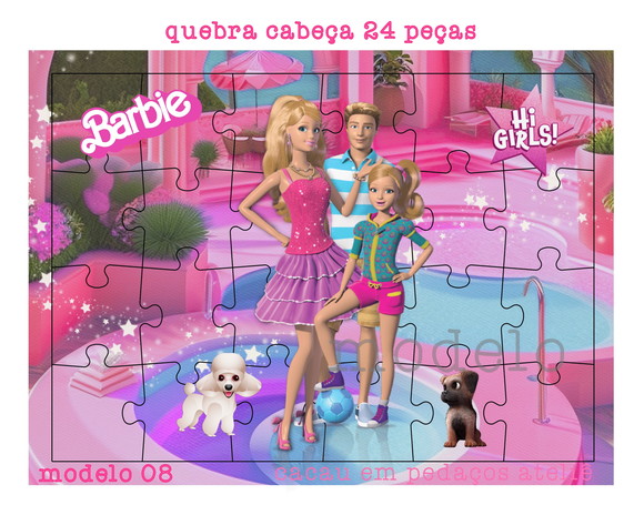 Quebra Cabeça 24 Peças Barbie Lembrancinha Mod 08
