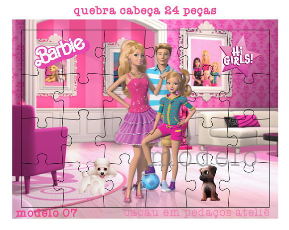 Barbie Quebra Cabeça cartonado 20x30 cm Lembrancinha festa infantil 20 unidades - Imagem 4