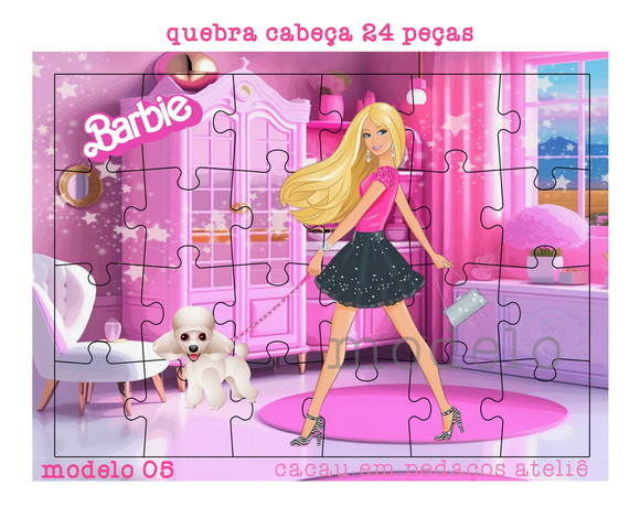 Quebra Cabeça 24 Peças Barbie Lembrancinha Mod 05