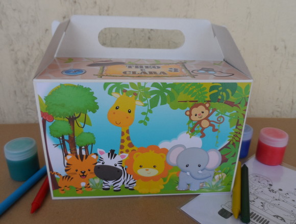 Caixa Maleta Lanche Safári Escola Lembrancinha Embalagem