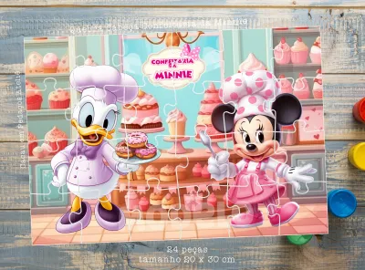 Minnie Confeitaria Gabby Moana Bebefinn Quebra Cabeça personalizado lembrancinha