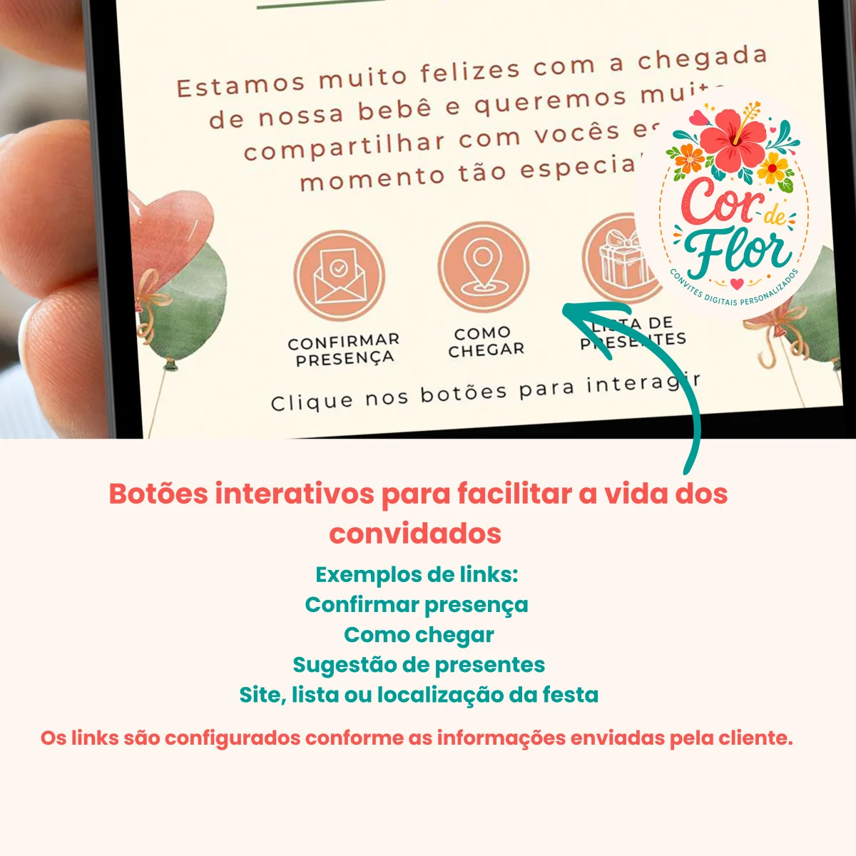 Convite Digital Interativo Chá de Bebê Menina Tema Bosque Esquilo Floresta Encantada - Imagem 2