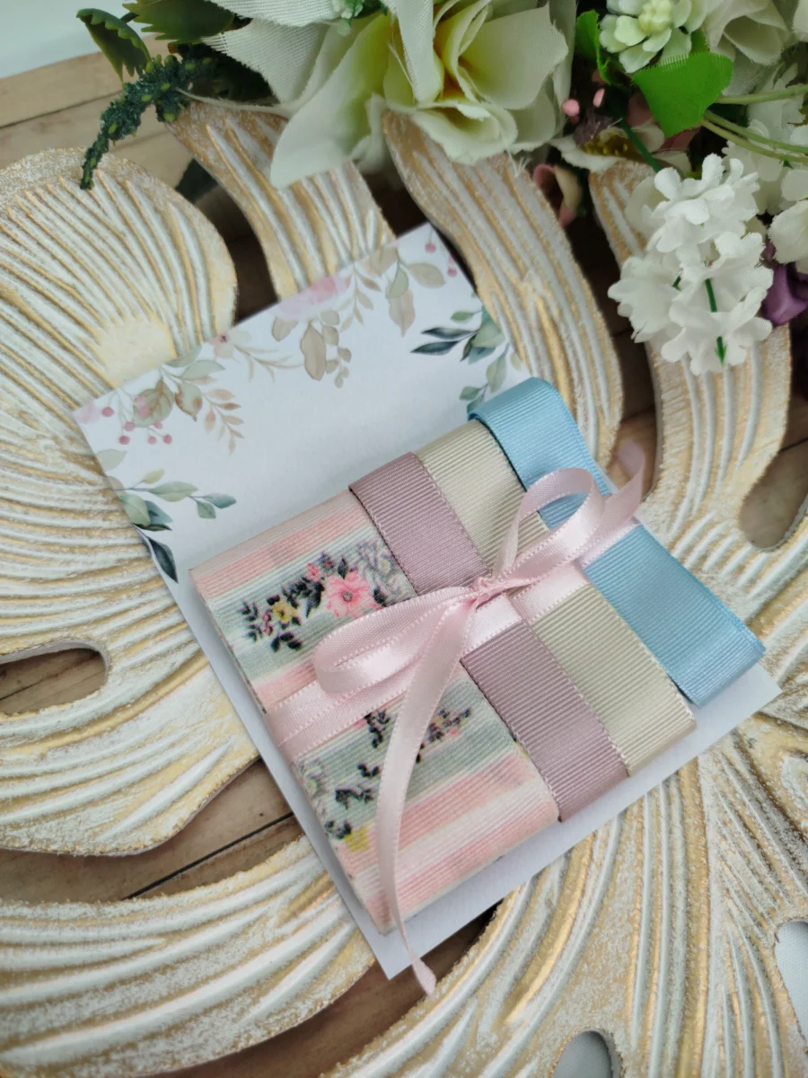 Kit de 3 fitas coordenadas estilo vintage rosé e creme (copia)