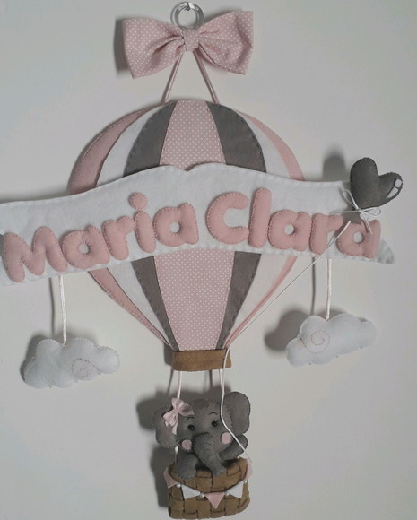Enfeite de Porta Elefante Rosa